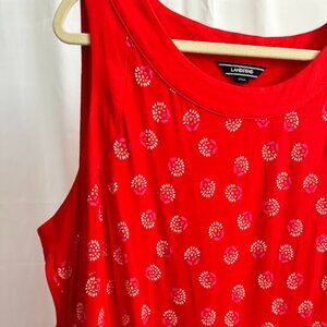 Lands End Women's Plus 3X Red Knit Maxi Dress with floral print